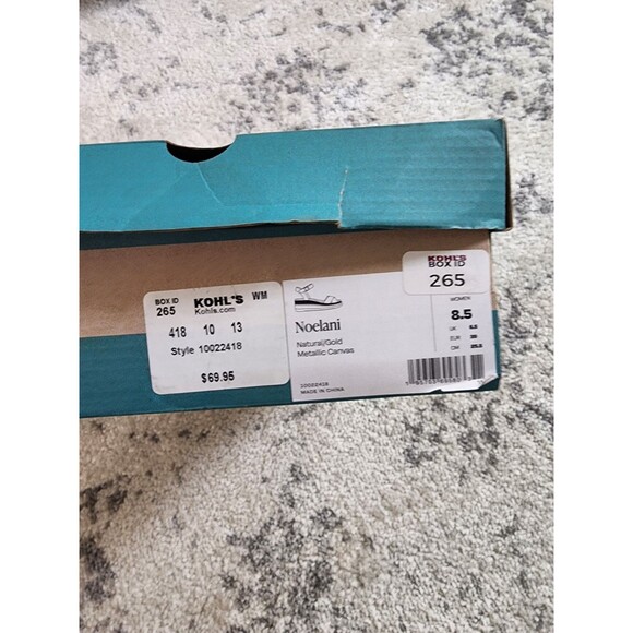 TOM'S Noelani Platform Wedge Sandals Women's Sz 8.5 Natural/Gold 10022418 Sparkl - Picture 8 of 8